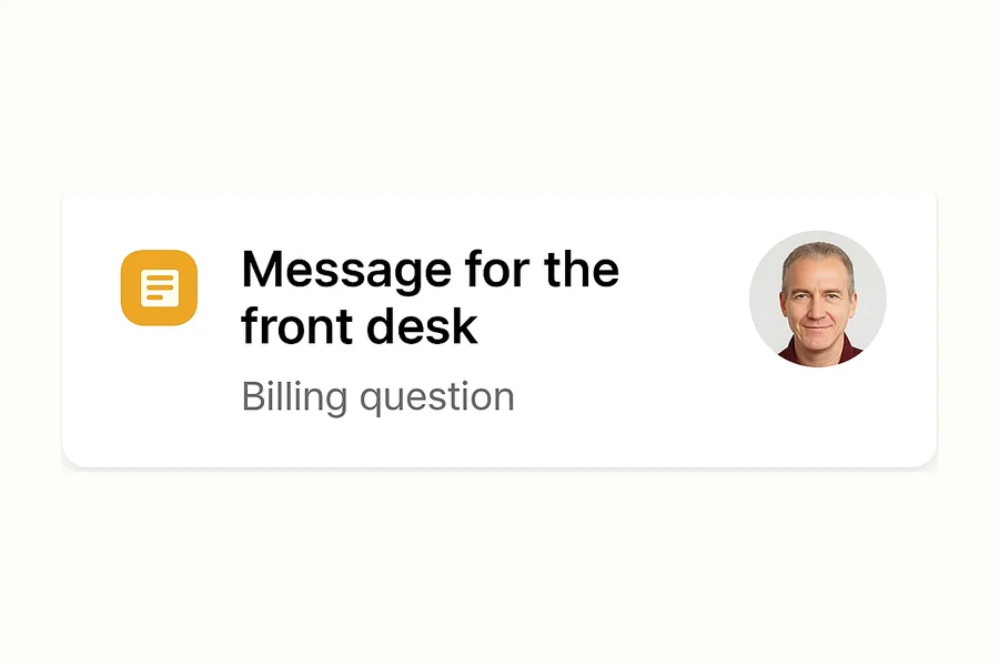 A message for the front desk about a billing question