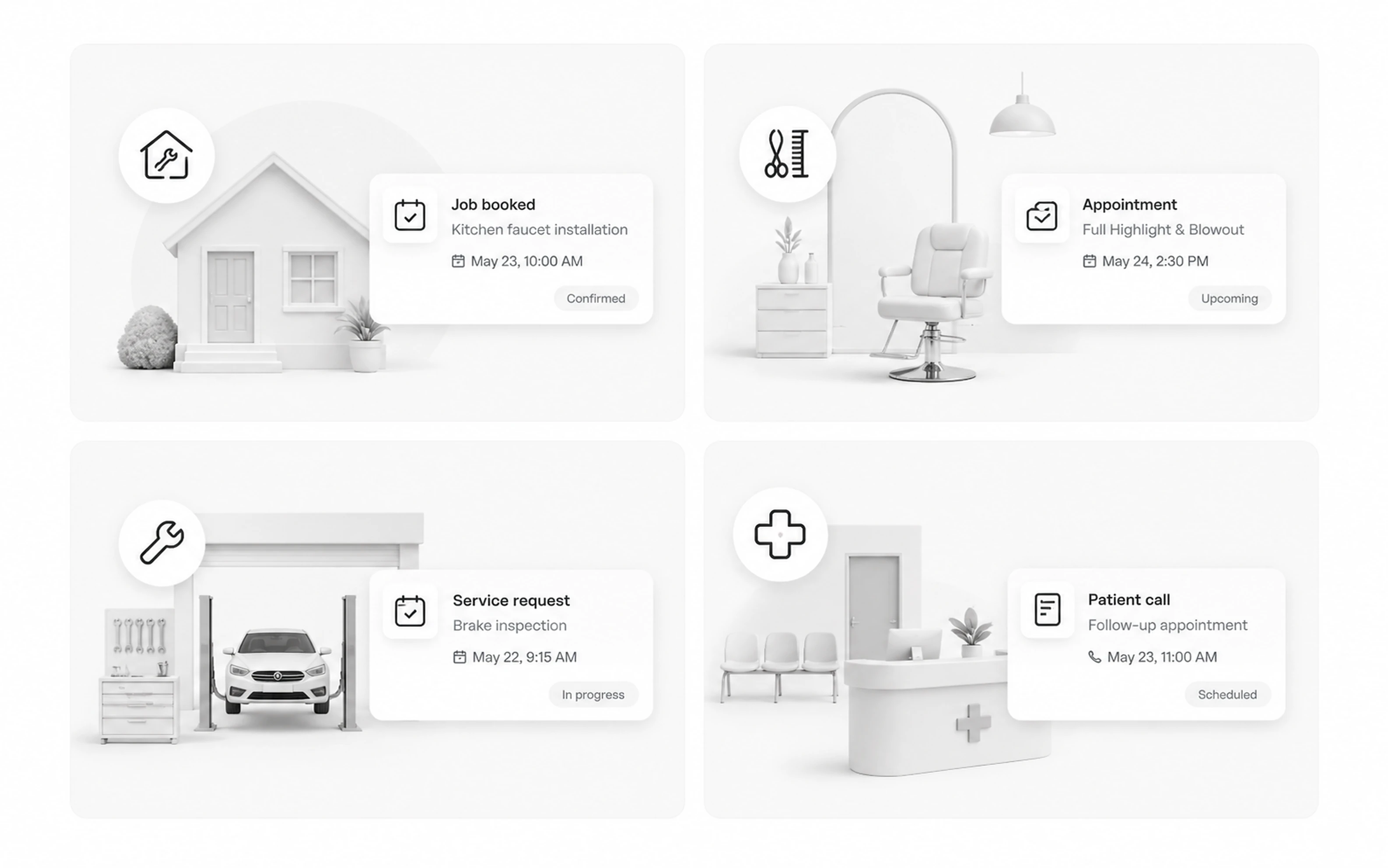 Réceptionniste IA LobbyStack planifiant des travaux de services à domicile